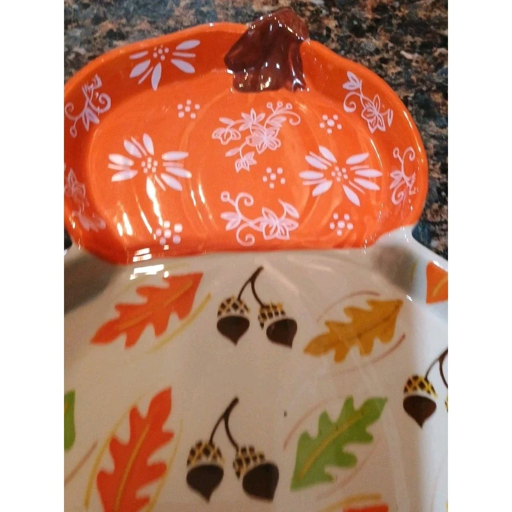 Temptations By Tara Fall‎ Pumpkin Platter Thanksgiving Tabletop Decor